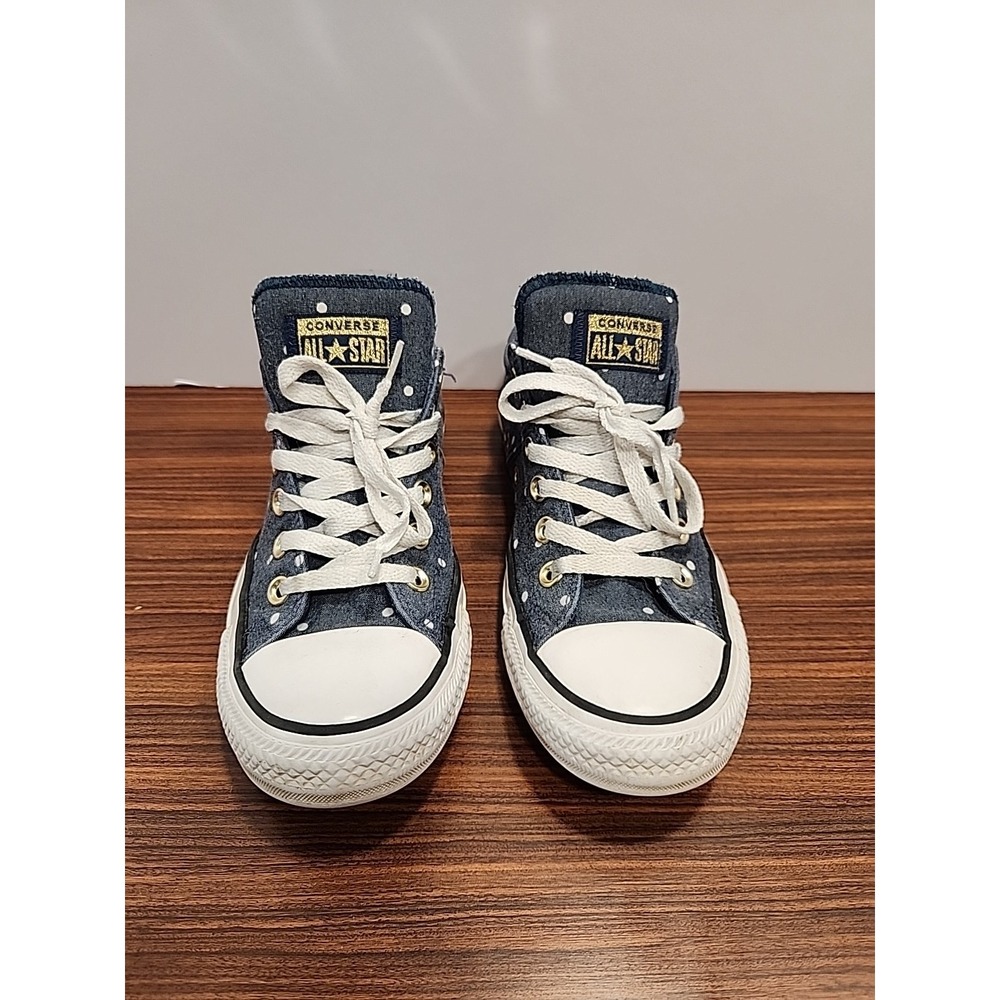 Converse Chuck‎ Taylor All Star Lo Denim Blue W/white Polka dots Size 8 Women's